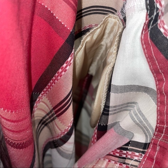 Allison Daley Petite Shirt Collar Button Up Plaid Stripe 3/4 Flip Split Cuff Top - Picture 8 of 12